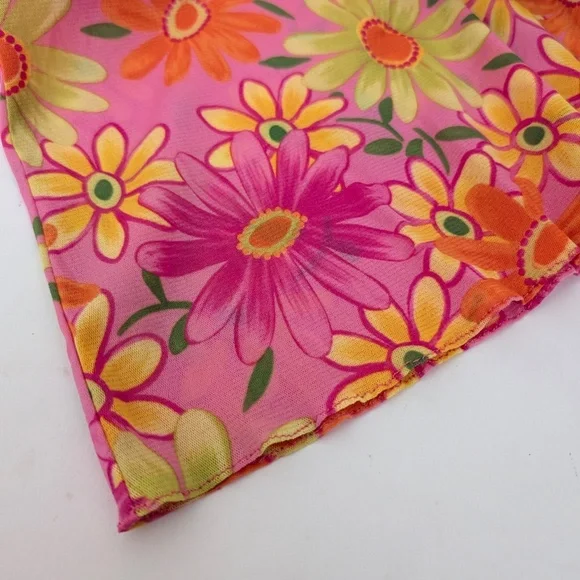 Free With Purchase - Floral Mesh T-Shirt Short Sleeve Sheer V-Neck Fitted Tight - Picture 7 of 9